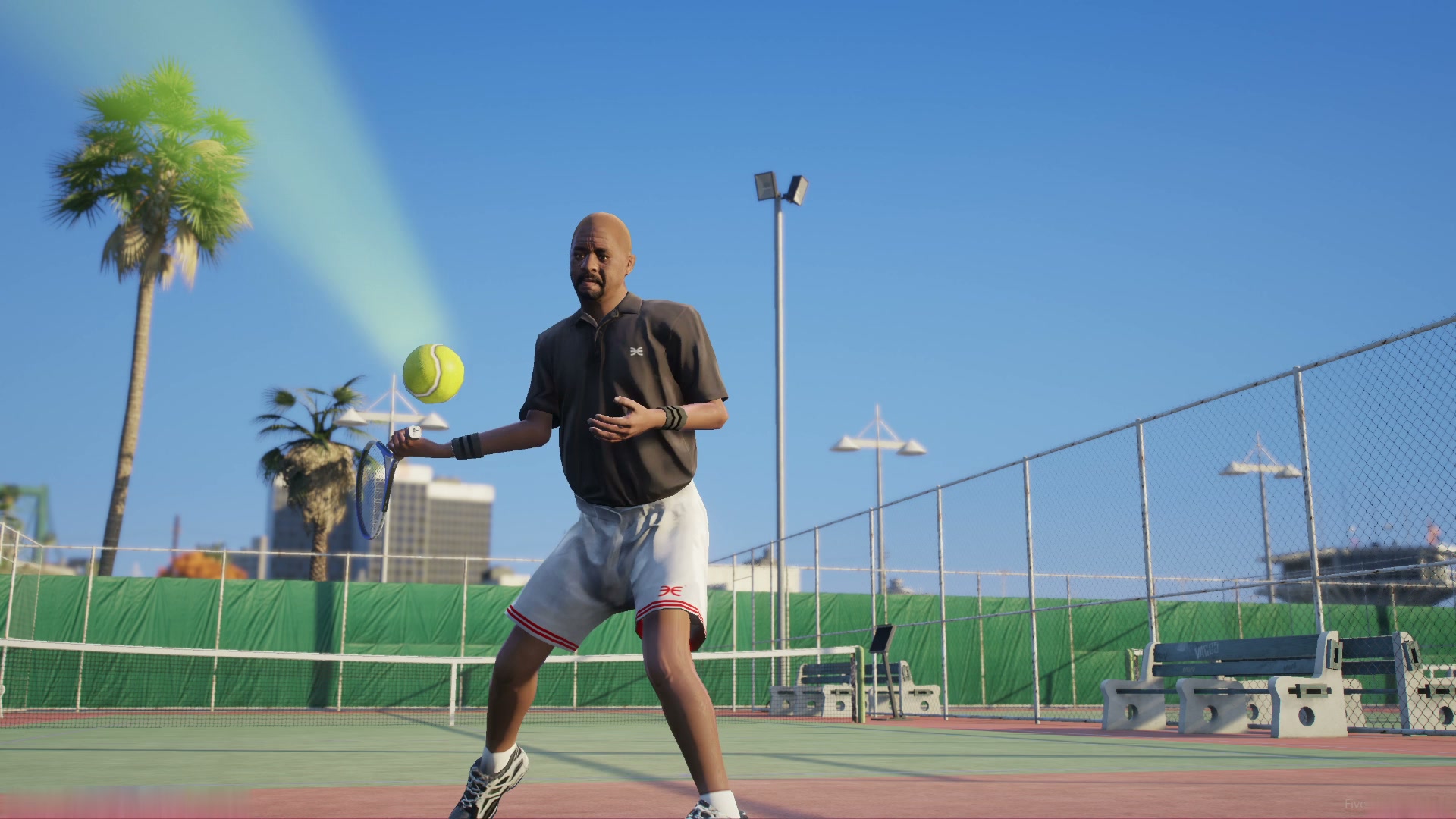 A timed forehand with the shot trail